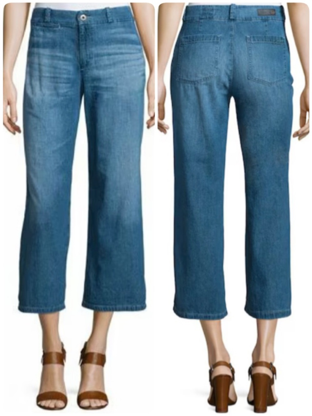 AG Adriano Goldschmied The Bobbie Cropped Wide Leg Crop Faded Blue Jeans 29R